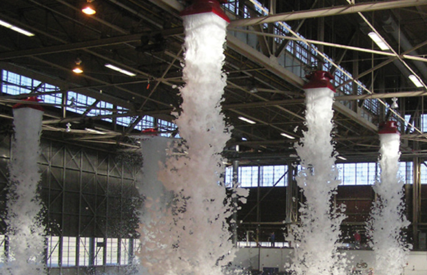 Firefighting Foam discharge test in a factory