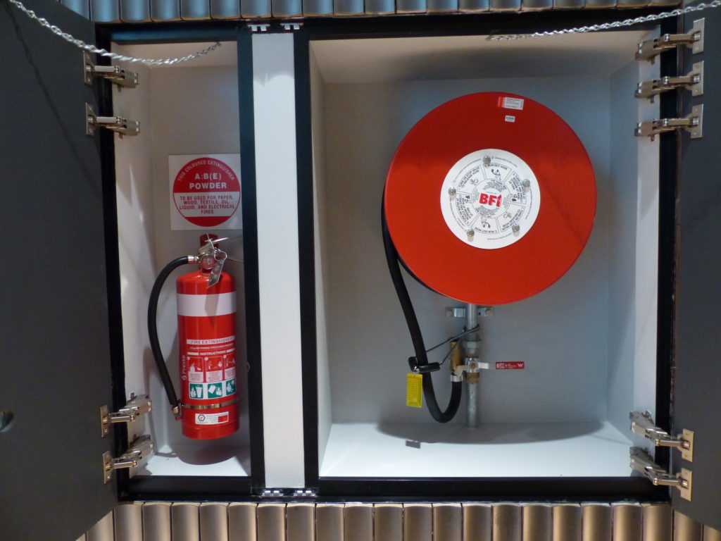 Portable fire extinguisher and hose reel or Phoenix Central Park